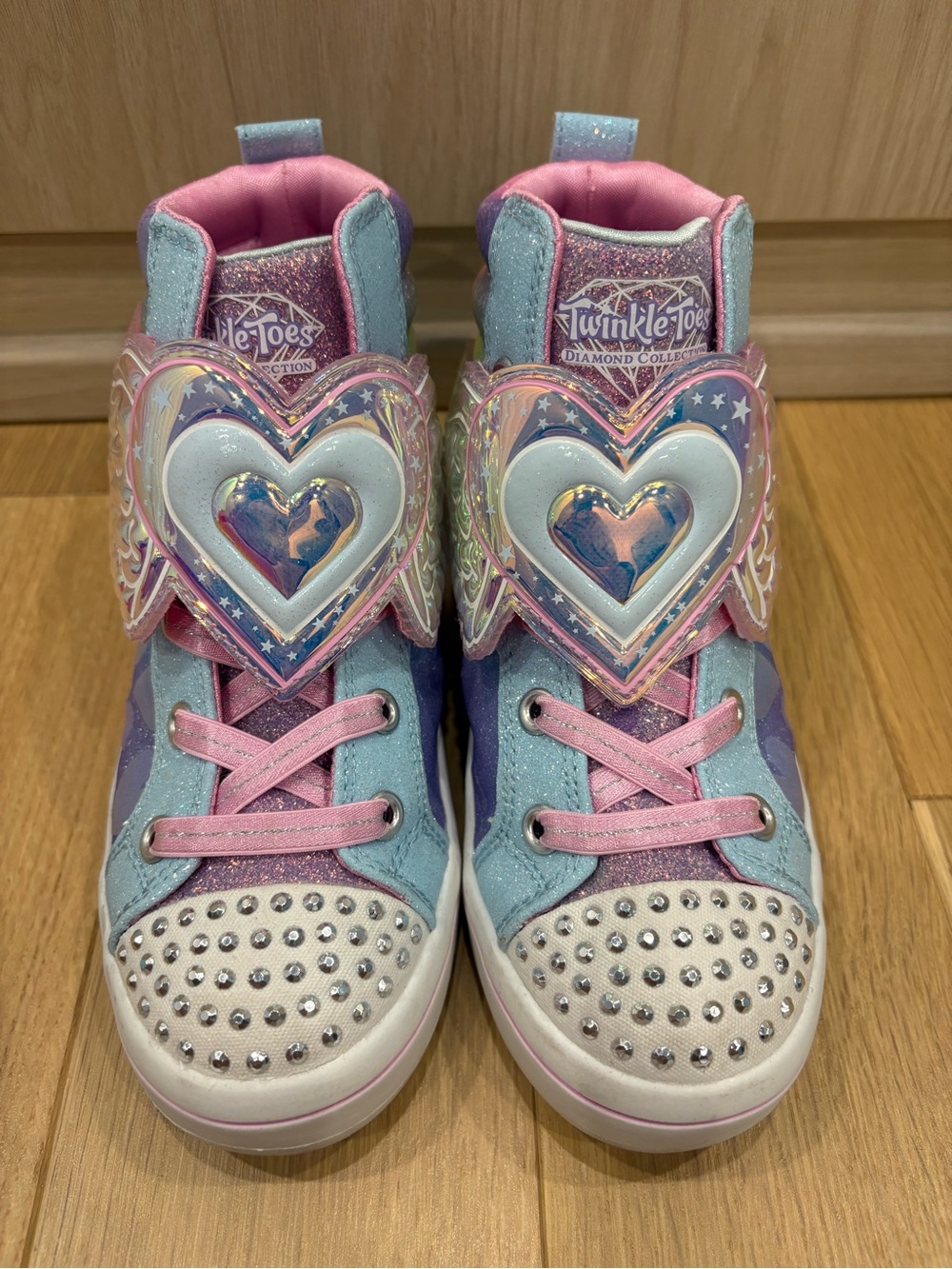 Skechers Kids Light-Up High-Top Sneakers in Pink, Light Blue & Purple